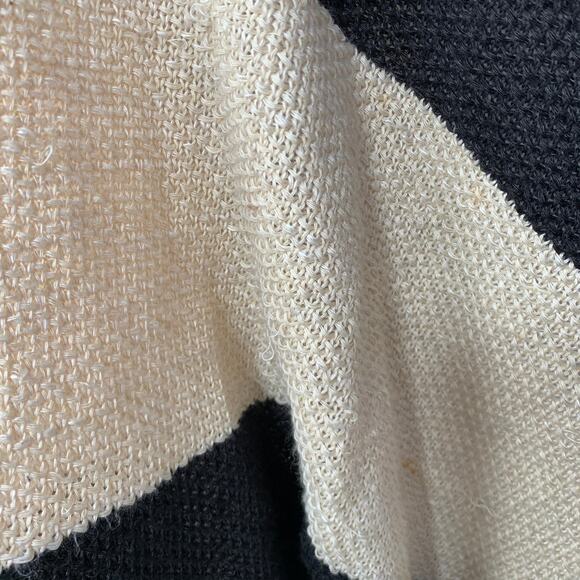 RALPH LAUREN Size M/L Black Beige Linen Silk Color Block Cardigan - Picture 8 of 12